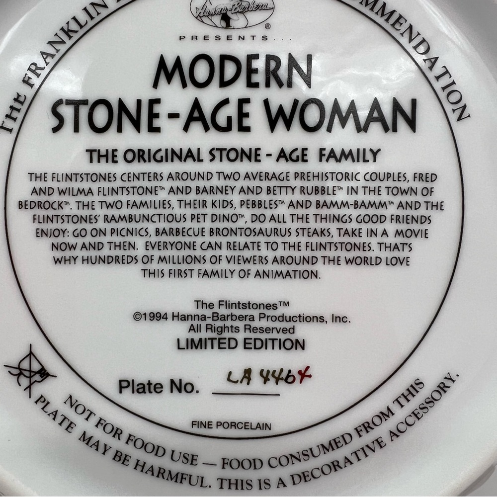 The Flintstones "Modern Stone-Age Woman" Collector Plate - Picture 8 of 9